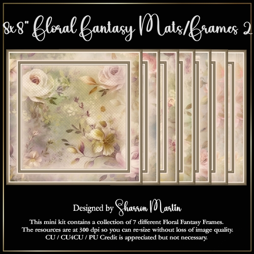 8x8 Floral Fantasy 2 Mats-Frames - 7 in PNG