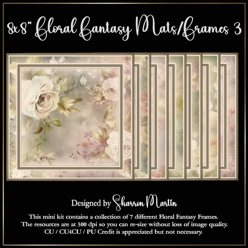 8x8 Floral Fantasy 3 Mats-Frames - 7 in PNG