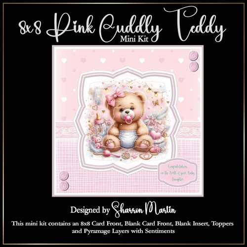 8x8 Cuddly Teddy (Pink) Mini Kit - x5 A4 Sheets