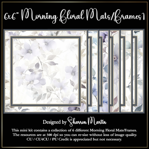 6x6 Morning Florals 1 Mats/Frames - x6 PNG