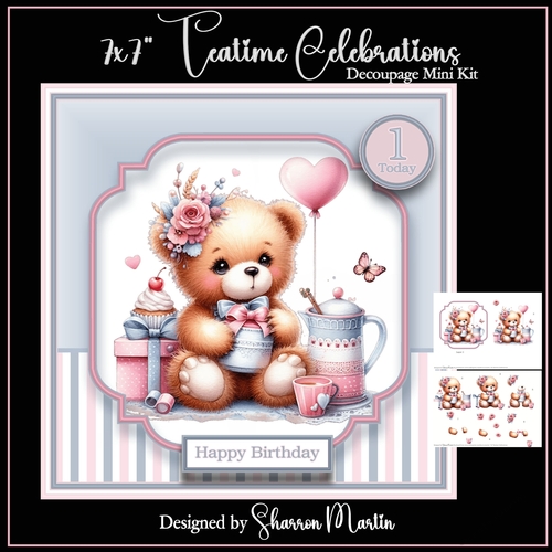7x7 Teatime Celebrations Decoupage Mini Kit - x5 A4 Sheets 