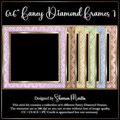 6x6 Fancy Diamond Frames 1-6 in PNG