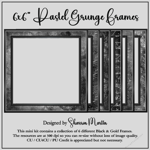 6x6 Pastel Grunge Frames 1-6 in PNG