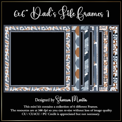 6x6 Dads Life Frames 1-6 in PNG