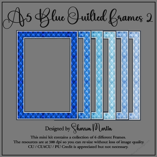 A5 Blue Quilted Frames 7-12 in PNG