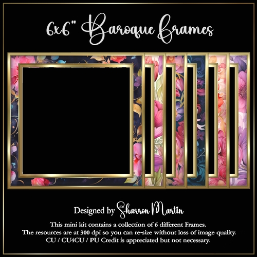 6x6 Beautiful Baroque Frames in PNG 