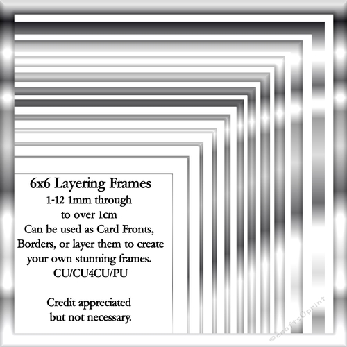6x6 Silver Layering Frames 1-12 in PNG