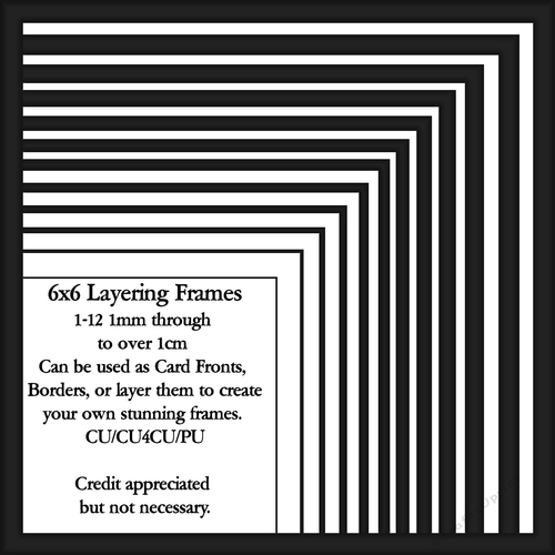 6x6 Black Layering Frames 1-12 in PNG