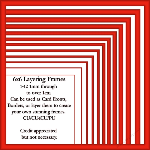 6x6 Bright Red Layering Frames 1-12 in PNG