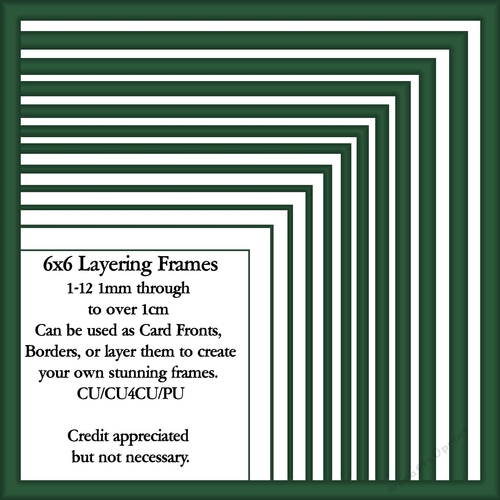 6x6 Christmas Green Layering Frames 1-12 in PNG