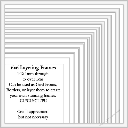 6x6 White Layering Frames 1-12 in PNG