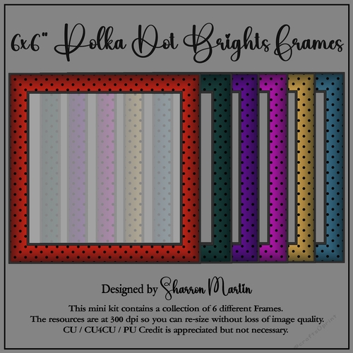 6x6 Polka Dot Brights Frames 1-6 in PNG