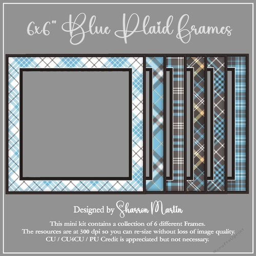 6x6 Blue Plaid Frames 1-6 in PNG