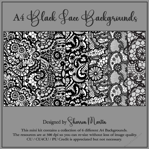 A4 Black Lace Backgrounds 1-6 in JPEG