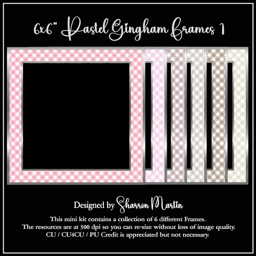 6x6 Gingham Pastel 1 Frames 1-6 in JPEG