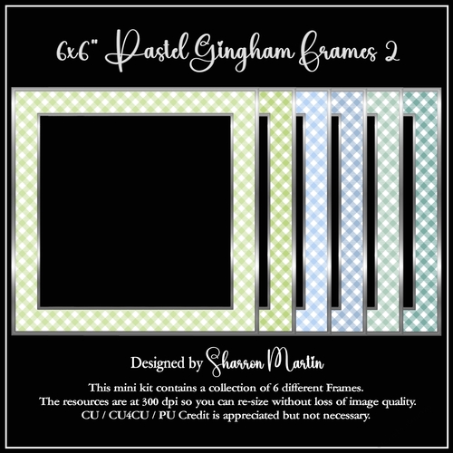 6x6 Gingham Pastel 2 Frames 1-6 in JPEG