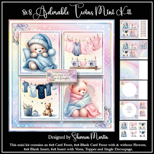 8x8 Adorable Twins Mini Kit - x6 A4 Sheets 
