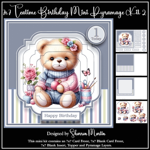 7x7 Teatime Birthday 4 Mini Pyramage Kit - x4 A4 sheets