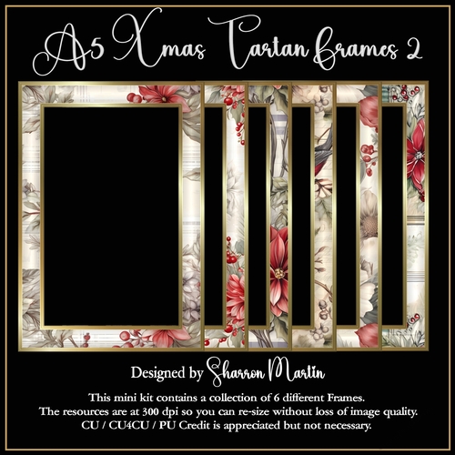 A5 Xmas Tartan Frames 7-12 in PNG