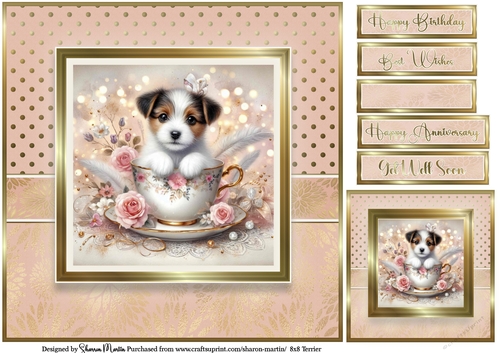 8x8 Terrier Card Front with Gift Tag and Sentiments