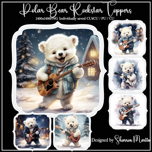 Polar Bear Rockstar Toppers / Frames CU4CU /PU/ CU