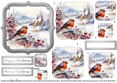 Beautiful Winter Birds 7 Topper, x6 Pyramage Layers & Sentiments CU4CU/PU/CU