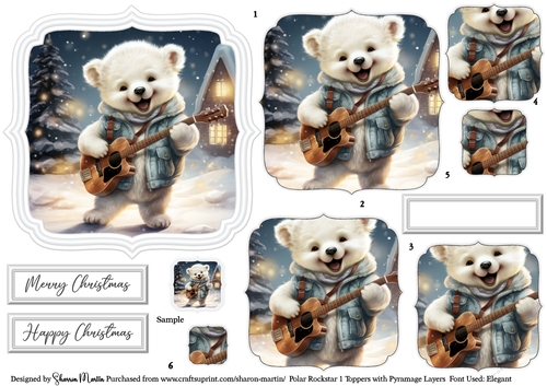 Polar Rockstar 1 Topper, x6 Pyramage Layers and Sentiments CU4CU/PU/CU