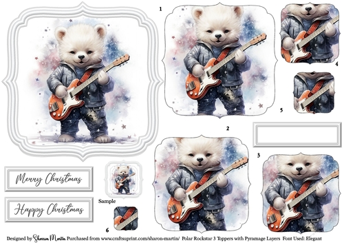 Polar Rockstar 3 Topper, x6 Pyramage Layers and Sentiments CU4CU/PU/CU