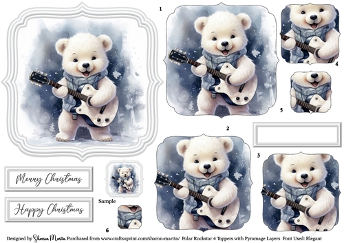 Polar Rockstar 4 Topper, x6 Pyramage Layers and Sentiments CU4CU/PU/CU