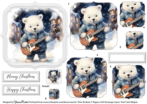 Polar Rockstar 5 Topper, x6 Pyramage Layers and Sentiments CU4CU/PU/CU