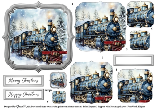 Polar Express 3 Topper, x6 Pyramage Layers and Sentiments CU4CU/PU/CU