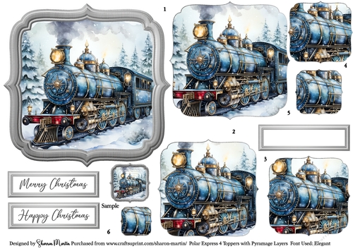 Polar Express 4 Topper, x6 Pyramage Layers and Sentiments CU4CU/PU/CU