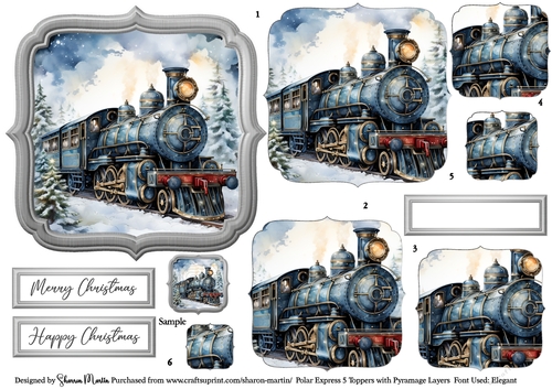 Polar Express 5 Topper, x6 Pyramage Layers and Sentiments CU4CU/PU/CU