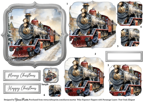 Polar Express 6 Topper, x6 Pyramage Layers and Sentiments CU4CU/PU/CU