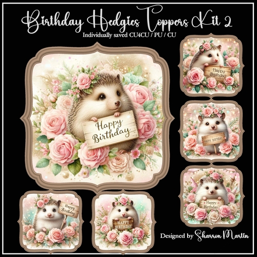 Birthday Hedgies Toppers/Frames 7-12 in PNG CU4CU/CU/PU
