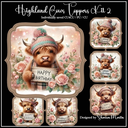 Highland Cows Toppers/Frames 7-12 in PNG CU4CU/CU/PU