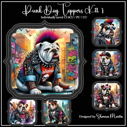 Punk Dogs Toppers/Frames 1-6 in PNG CU4CU/CU/PU
