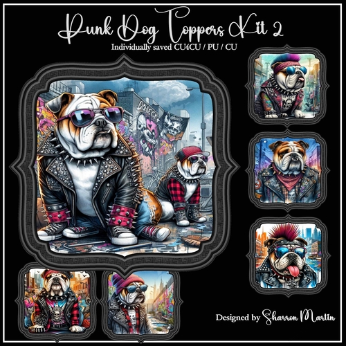 Punk Dogs Toppers/Frames 7-12 in PNG CU4CU/CU/PU