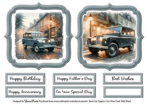 Retro Car Toppers 3 & 4 with Sentiments CU4CU/PU/CU