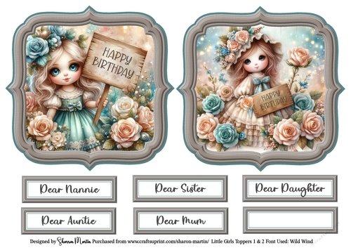 Little Girls Toppers 1 & 2 with Sentiments