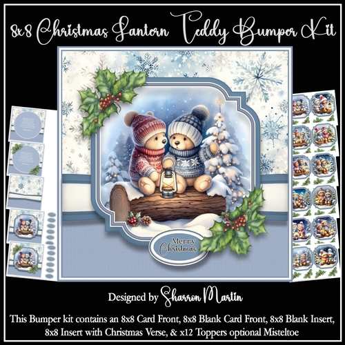 8x8 Christmas Lantern Teddies Bumper Kit - x11 A4 Sheets
