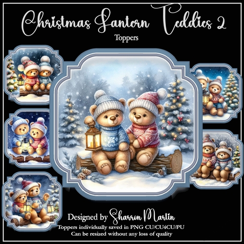 Christmas Lantern Teddies Toppers 7-12 in PNG CU4CU/PU/CU