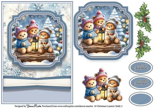 A5 Christmas Lantern Teddies 2