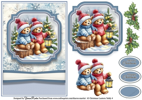 A5 Christmas Lantern Teddies 4