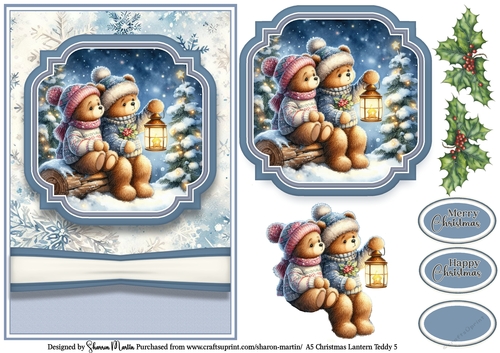 A5 Christmas Lantern Teddies 5
