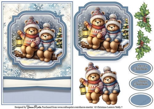 A5 Christmas Lantern Teddies 7