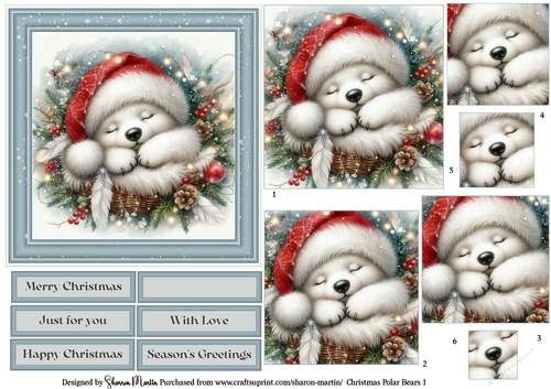 Christmas Polar Bears 1 Topper, Pyramage Layers and sentiments