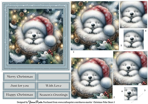 Christmas Polar Bears 3 Topper, Pyramage Layers and sentiments