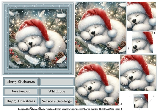 Christmas Polar Bears 4 Topper, Pyramage Layers and sentiments