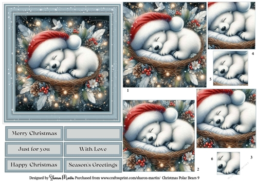 Christmas Polar Bears 9 Topper, Pyramage Layers and sentiments